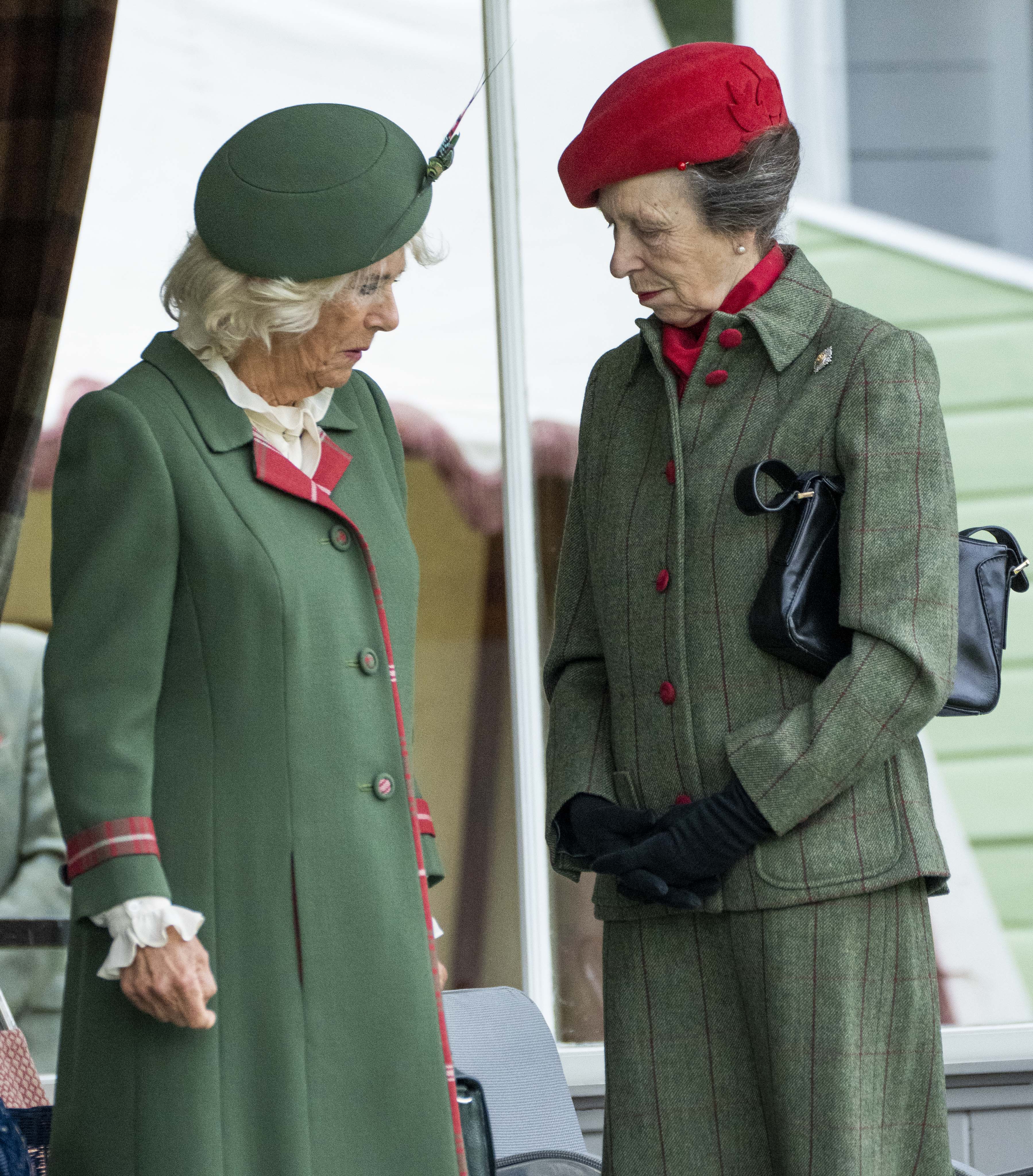 Queen Camilla and Princess Anne at the Braemar Highland Gathering on September 3, 2022, in Braemar, Scotland. | Source: Getty Images