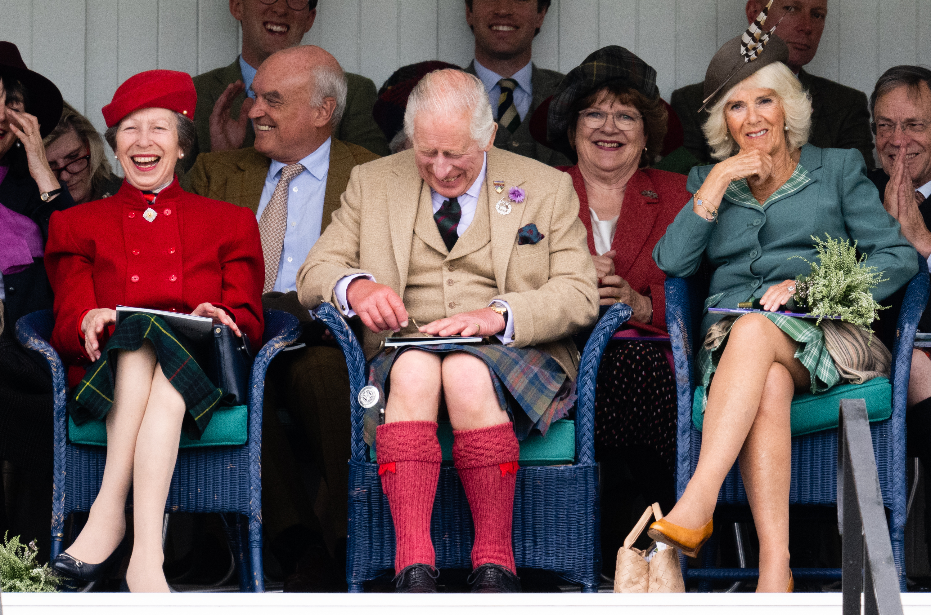 Princess Anne, King Charles III, and Queen Camilla at The Braemar Gathering 2023 on September 2, in Braemar, Scotland. | Source: Getty Images